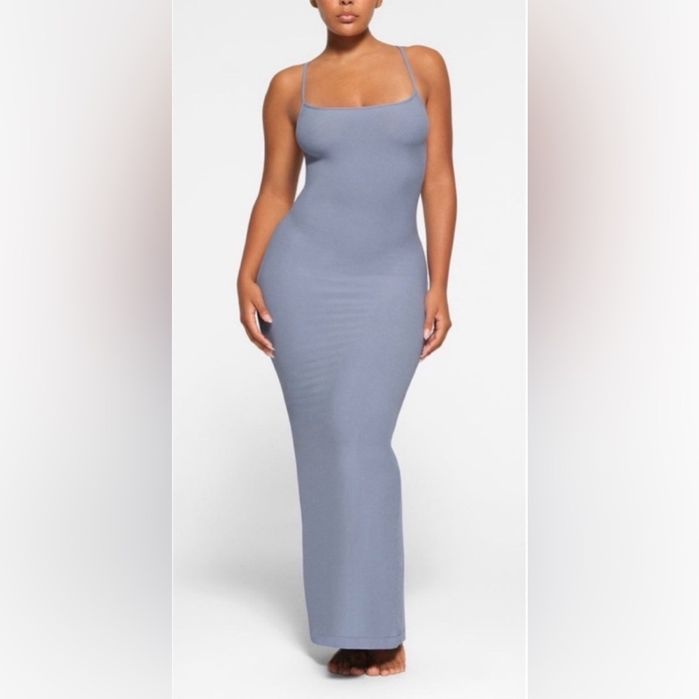 SKIMS Fits Everybody Long Slip Dress Slate Size M
